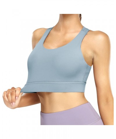 Sports Bras for Women-Womens Padded Sports Bra Racerback Yoga Sports Bras with Padding Wireless Bras with Support Blue Ashes ...