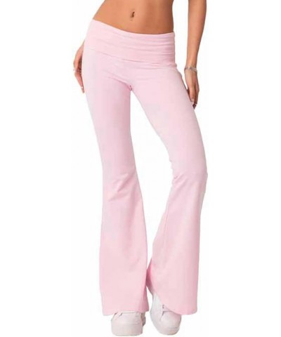 Women Low Rise Flare Leggings Stretchy Bootcut Yoga Pants Wide Leg Joggers Sweatpants Y2K Basic Lounge Pants Pink $7.90 Activ...