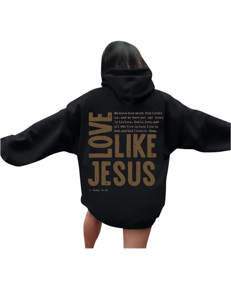 Love Like Jesus Womens Hoodies Pullover Long Sleeve Pullover Hoodies Casual Hooded Sweatshirt Winter Clothes For Women Black ...