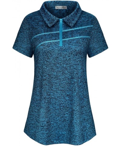 Womens Golf Polo Shirts Quick Dry Athletic Workout Ruuning Yoga Tops Short Sleeve Blue $13.97 Activewear