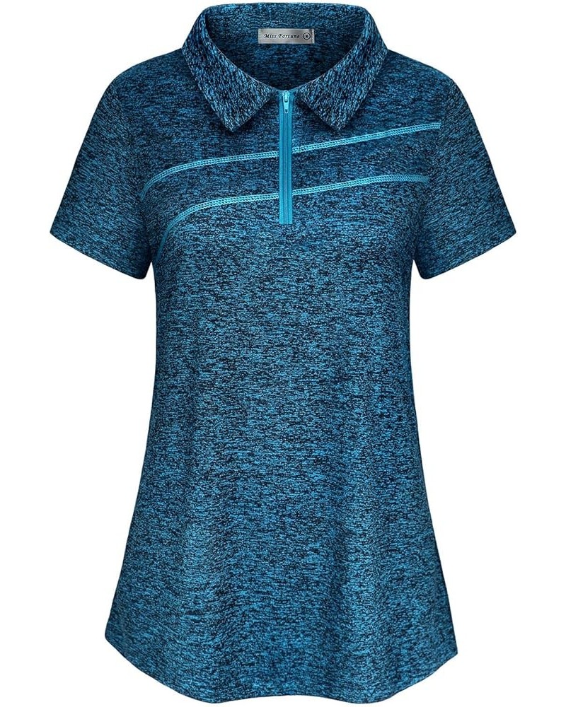 Womens Golf Polo Shirts Quick Dry Athletic Workout Ruuning Yoga Tops Short Sleeve Blue $13.97 Activewear