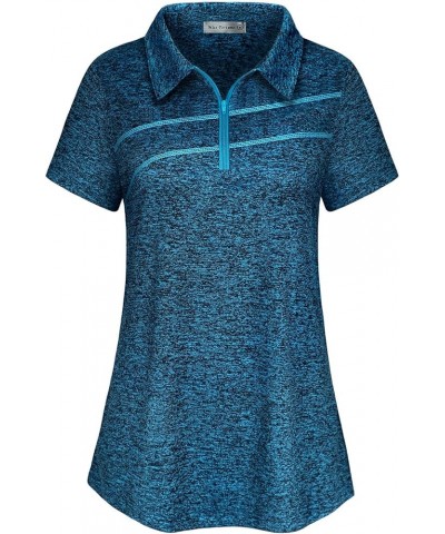 Womens Golf Polo Shirts Quick Dry Athletic Workout Ruuning Yoga Tops Short Sleeve Blue $13.97 Activewear