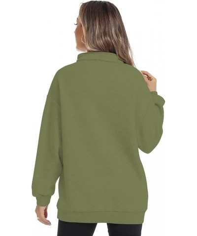 Women's Oversized Half Zip Pullover Stand Collar Long Sleeve Drop Shoulder Sweatshirt Fashion Fleece Winter Outfits Army Gree...