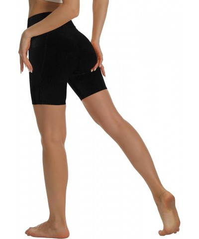 Women's High Waisted Spandex Biker Shorts 7" Gym Compression Shorts with Pockets Workout Running Black $11.25 Activewear