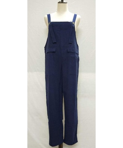 Women's Baggy Wide Leg Overalls Cotton Linen Jumpsuit Casual Summer Rompers Harem Pants C-blue $9.53 Overalls