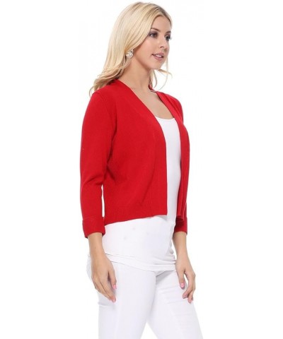 Women's Crop Cardigan Sweater – 3/4 Sleeve Open Front Classic Basic Knit Bolero Cropped Soft Lightweight Knitted Top Moss $11...