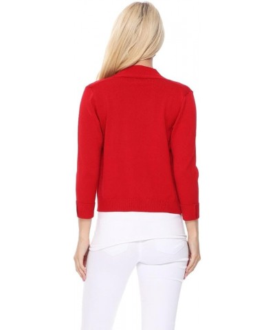 Women's Crop Cardigan Sweater – 3/4 Sleeve Open Front Classic Basic Knit Bolero Cropped Soft Lightweight Knitted Top Moss $11...