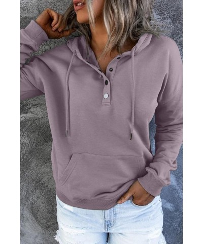 Women's Casual Hooded Drawstring Long Sleeve Button Down Hoodies Lightweight Pullover Sweatshirt Tops with Pockets Purple $19...