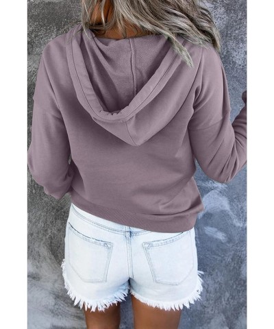 Women's Casual Hooded Drawstring Long Sleeve Button Down Hoodies Lightweight Pullover Sweatshirt Tops with Pockets Purple $19...