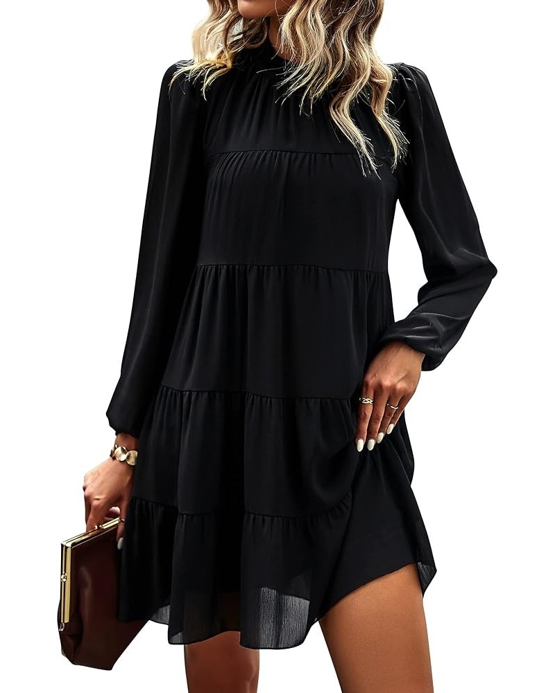 Women's Casual Sleeveless Mini Dress Halter Neck Summer Beach Dresses Backless Solid Flowy Tiered Short Dress Black-3037 $13....