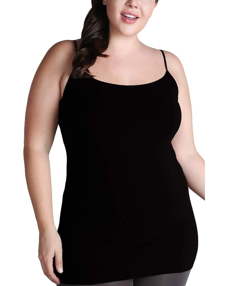 Women Seamless Premium Classic Camisole, Made in U.S.A, Plus Size Black $11.58 Tanks