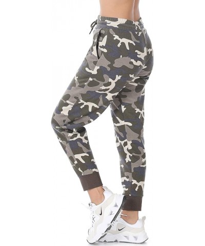 Womens Casual Fleece Jogger Sweatpants Active Drawstring High Waistband with Pockets (S-3XL) Olive Camo $9.60 Activewear