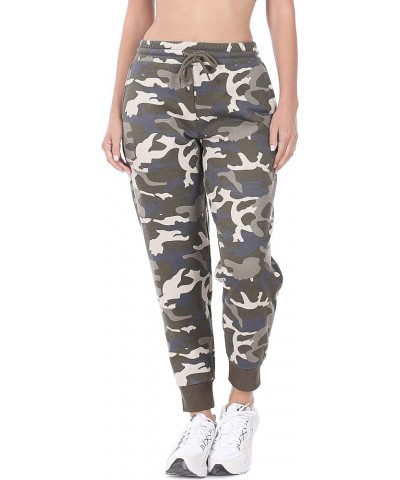 Womens Casual Fleece Jogger Sweatpants Active Drawstring High Waistband with Pockets (S-3XL) Olive Camo $9.60 Activewear