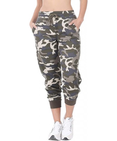 Womens Casual Fleece Jogger Sweatpants Active Drawstring High Waistband with Pockets (S-3XL) Olive Camo $9.60 Activewear