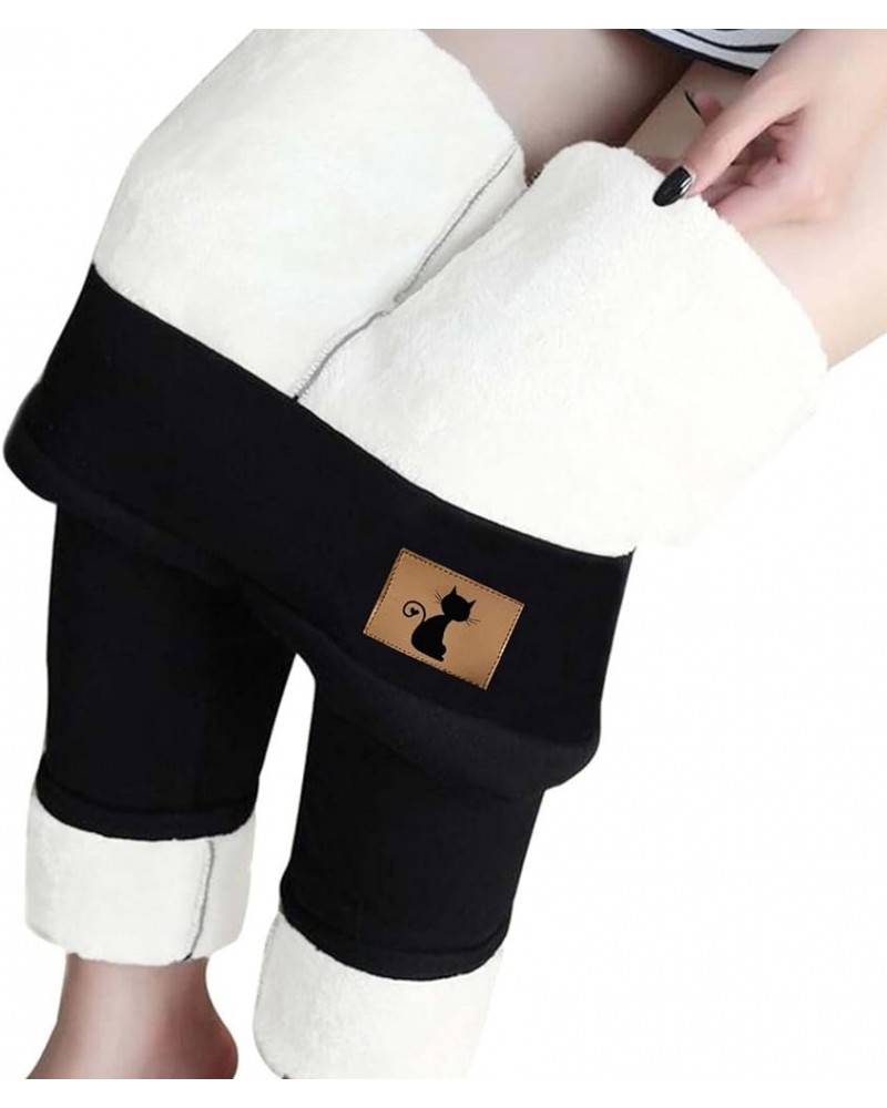 Fleece Lined Leggings Women High Waisted Cashmere Winter Warm Pants for Women Thermal Running Workout Leggings Black_0 $7.00 ...