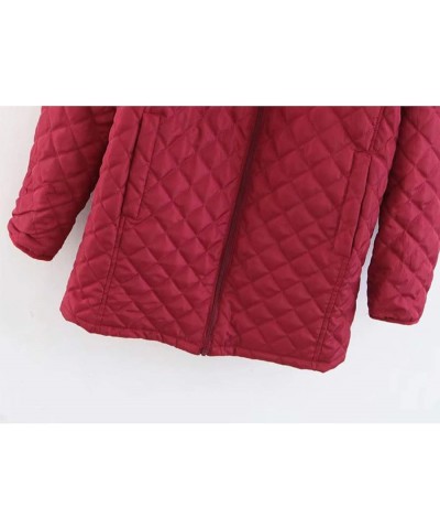 Women Casual Jackets Quilted Lightweight Coats Hoodie Fuzzy Coat Outwear Red $10.78 Jackets