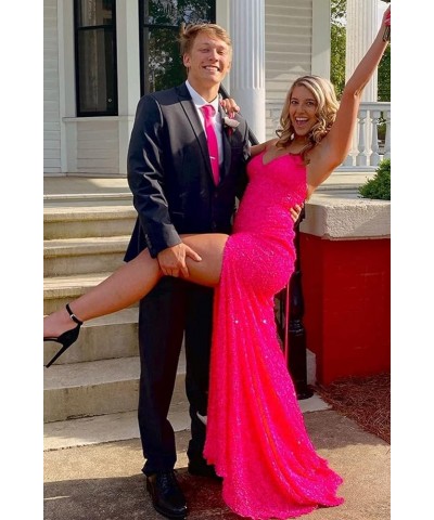 Prom Dress Long Formal Evening Dresses Sequin One Shoulder Wedding Guest Dresses Slit Royal Blue-v-neck $37.74 Dresses