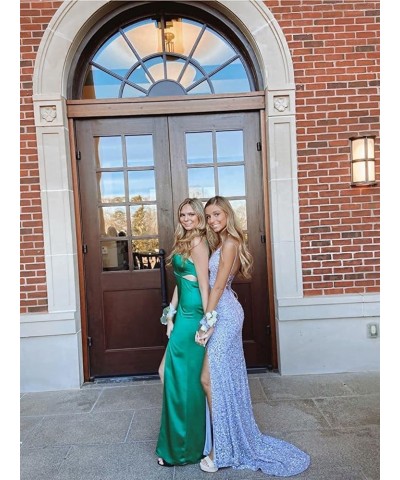 Prom Dress Long Formal Evening Dresses Sequin One Shoulder Wedding Guest Dresses Slit Royal Blue-v-neck $37.74 Dresses