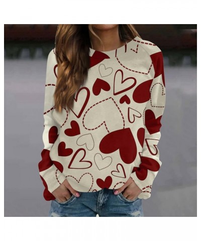 Women's Valentines Day Sweatshirts Plus Size Long Sleeve Tops Crewneck Graphic Tees Casual Loose Blouses Clothes 2b-deep Red ...