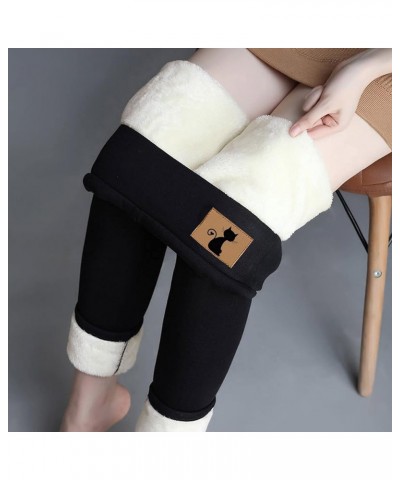 Fleece Lined Leggings Women High Waisted Cashmere Winter Warm Pants for Women Thermal Running Workout Leggings Black_0 $7.00 ...