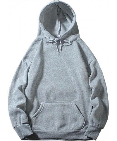 Women's Solid Color Sweatshirt Long Sleeve Fleece Pullover Hooded Fashion Sweater with Pockets Gray $8.05 Hoodies & Sweatshirts