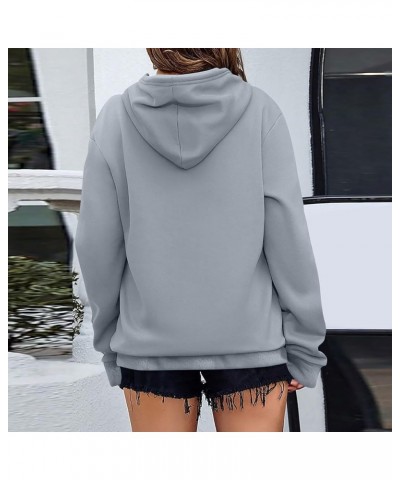 Women's Solid Color Sweatshirt Long Sleeve Fleece Pullover Hooded Fashion Sweater with Pockets Gray $8.05 Hoodies & Sweatshirts