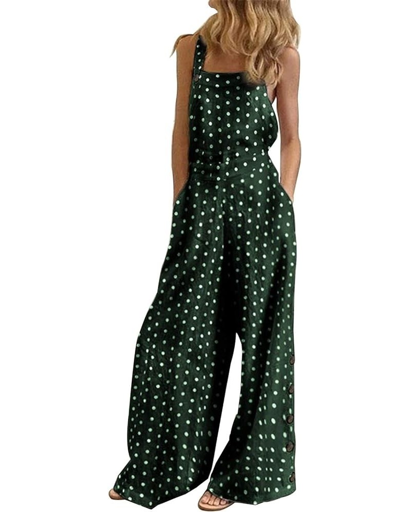 Jumpsuits for Women Dressy Bib Pants Wide Leg Jumpsuits Baggy Cotton Rompers Overalls with Pockets 2023 Summer Casual Green $...