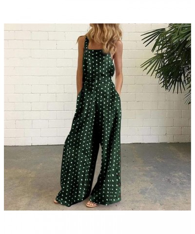 Jumpsuits for Women Dressy Bib Pants Wide Leg Jumpsuits Baggy Cotton Rompers Overalls with Pockets 2023 Summer Casual Green $...