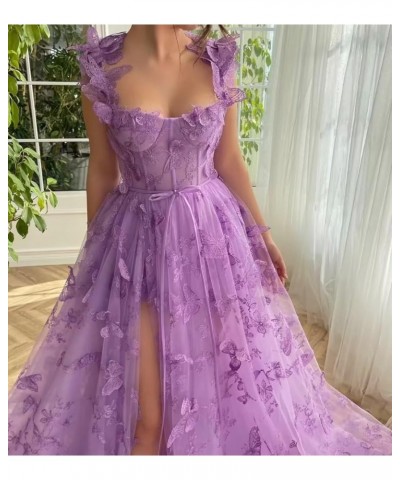 Women's Tulle Prom Dresses 3D Butterflies Spaghetti Straps Formal Evening Gowns Sweetheart Tea Length Party Dress Burnt Orang...