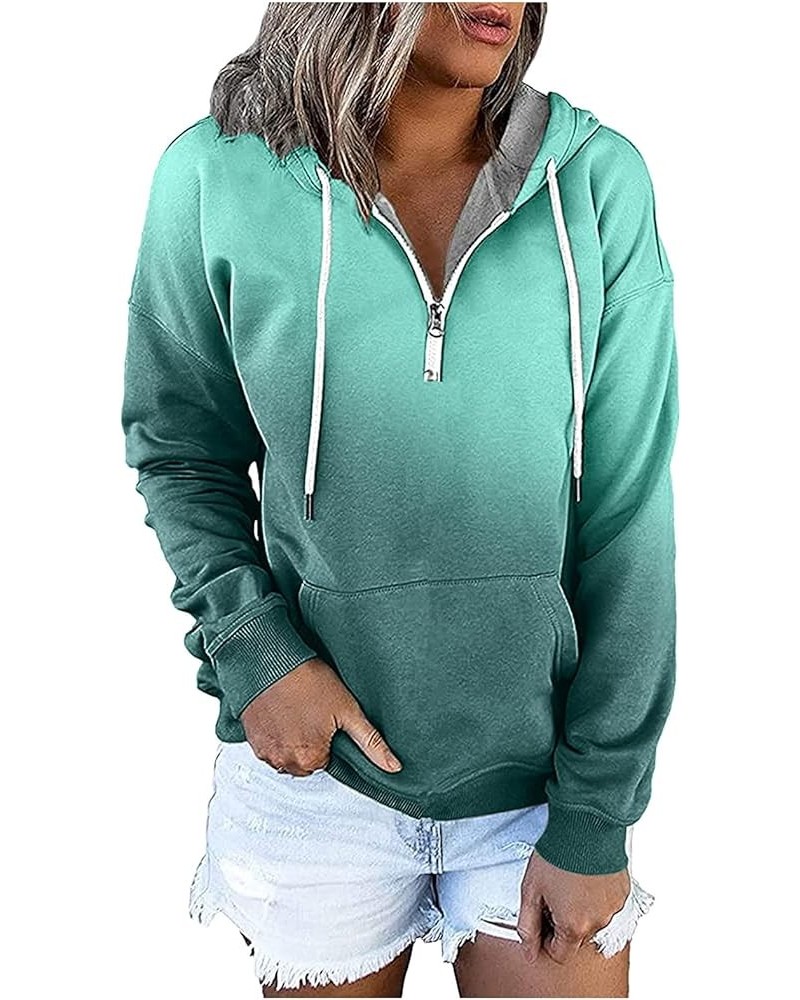 Women Long Sleeve Oversized Half Zip Pullover Sweatshirt Y2K Hoodie Sweater Fall Trendy Drawstring Sweatshirts Pocket D11-gre...