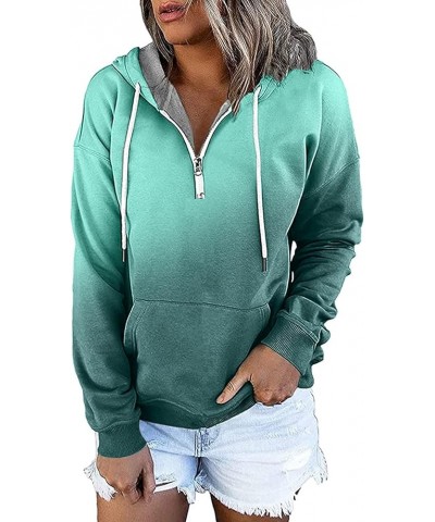 Women Long Sleeve Oversized Half Zip Pullover Sweatshirt Y2K Hoodie Sweater Fall Trendy Drawstring Sweatshirts Pocket D11-gre...