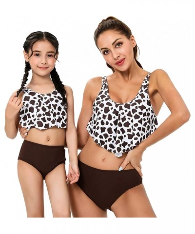 Mother and Daughter Swimwear Mommy and Me Family Matching Swimsuit Kids Girls Ruffle Bikini Set Women High Waist Bathing Suit...