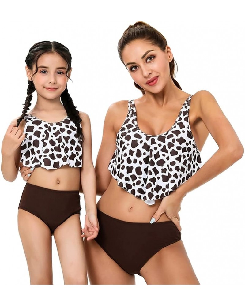 Mother and Daughter Swimwear Mommy and Me Family Matching Swimsuit Kids Girls Ruffle Bikini Set Women High Waist Bathing Suit...