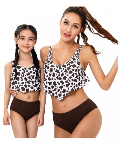 Mother and Daughter Swimwear Mommy and Me Family Matching Swimsuit Kids Girls Ruffle Bikini Set Women High Waist Bathing Suit...