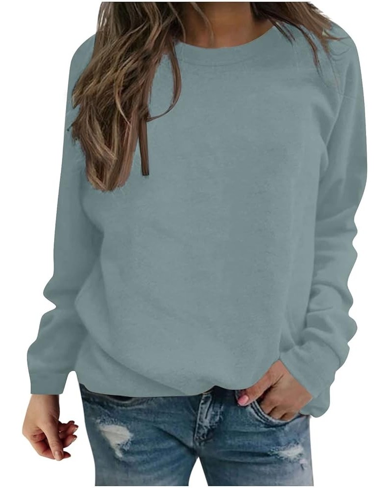 Women's Solid Colour Long Sleeve Pullover Loose Casual Spring and Autumn V Neck Tops Fashion Sweatshirt 2-green $8.69 Activewear