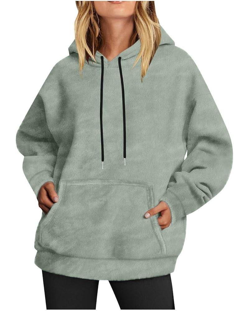 Oversized Sherpa Sweatshirt for Women Fuzzy Sweatshirts Fleece Hoodies Pullover Fluffy Hoodies Sweatshirt with Pocket 01 Gree...