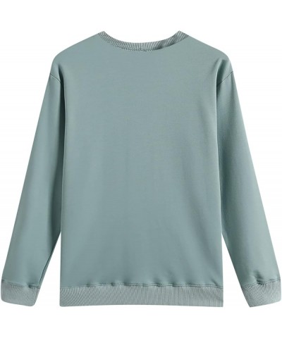 Women's Solid Colour Long Sleeve Pullover Loose Casual Spring and Autumn V Neck Tops Fashion Sweatshirt 2-green $8.69 Activewear