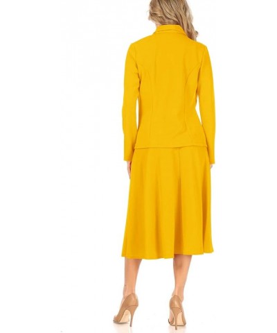 Women's Two Piece Lightweight Solid Long Sleeve Casual Blazer Relaxed A-Line Midi Skirt Hse01017 Mustard $31.24 Suits