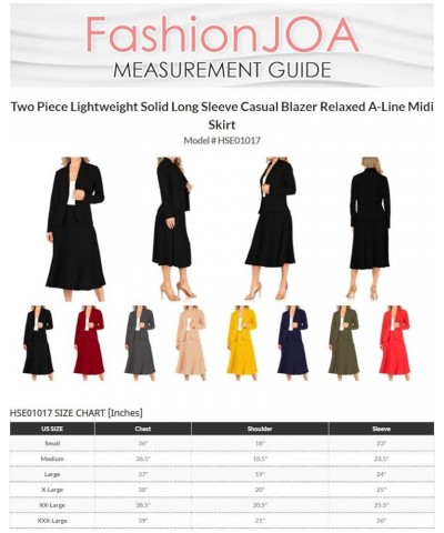 Women's Two Piece Lightweight Solid Long Sleeve Casual Blazer Relaxed A-Line Midi Skirt Hse01017 Mustard $31.24 Suits