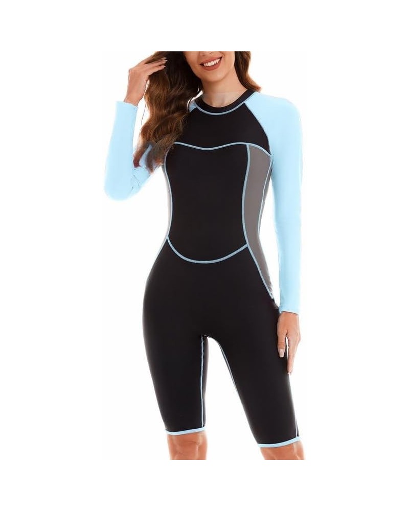 One Piece Rash Guard Swimsuits for Women Long Sleeve Zip UPF 50+ Tummy Control Surfing Bathing with Boyshort Bottom 18 Lightb...