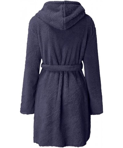 Fuzzy Robe for Women Plush Cozy Bathrobe Solid Color Bath Robes Knee Length Soft Winter Warm Robes With Pockets Robes for Wom...