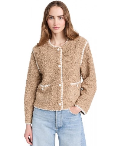 Women's Faux Shearling Jacket Tan/White $73.14 Coats