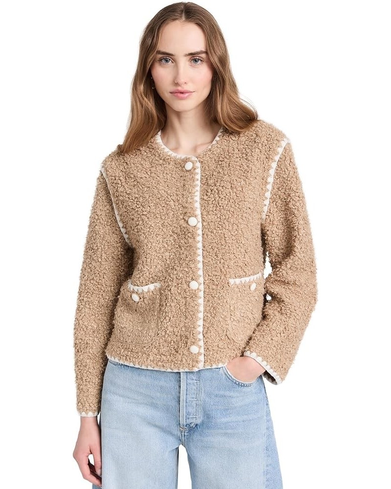 Women's Faux Shearling Jacket Tan/White $73.14 Coats