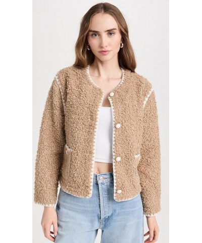 Women's Faux Shearling Jacket Tan/White $73.14 Coats