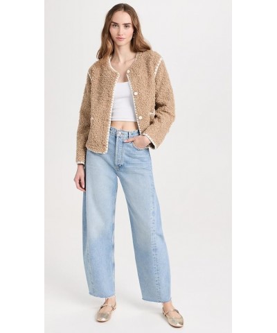 Women's Faux Shearling Jacket Tan/White $73.14 Coats