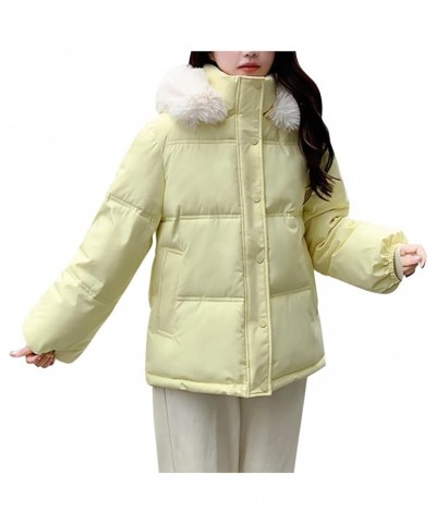 Womens Winter Jacket Plus Size Hooded Down Coats Thicken Warm Zip Down Jackets Windbreaker Outwear with Pockets A1-yellow1109...