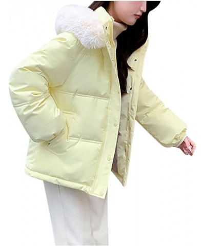 Womens Winter Jacket Plus Size Hooded Down Coats Thicken Warm Zip Down Jackets Windbreaker Outwear with Pockets A1-yellow1109...