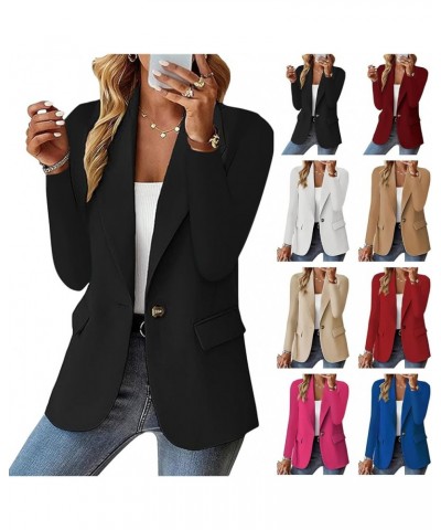 Womens Casual Blazers Jacket 2023 Fall Open Front Long Sleeve Work Office Blazer Lapel Button Suit Jacket with Pockets A-khak...