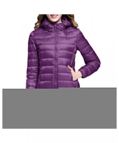 Packable Puffer Jacket for Women Lightweight Short Down Jackets Trendy Slim Fit Bubble Coat Winter Puffer Jackets with Hood P...