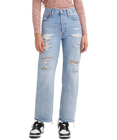 Women's Ribcage Straight Ankle Jeans Light Indigo Destructed $19.10 Jeans